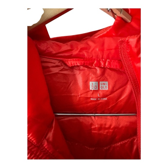 Uniqlo Ultra Light Down Puffer Jacket Coat Orange Red Size Large - Picture 3 of 9